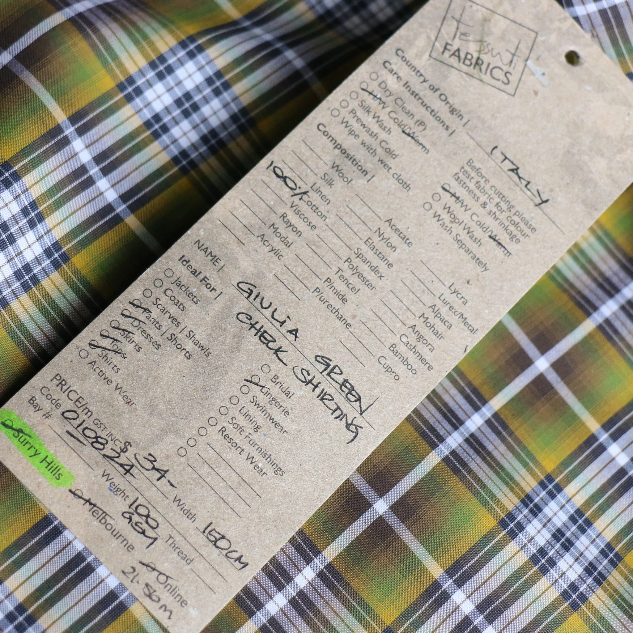 Giulia Green Check Shirting - Image 4