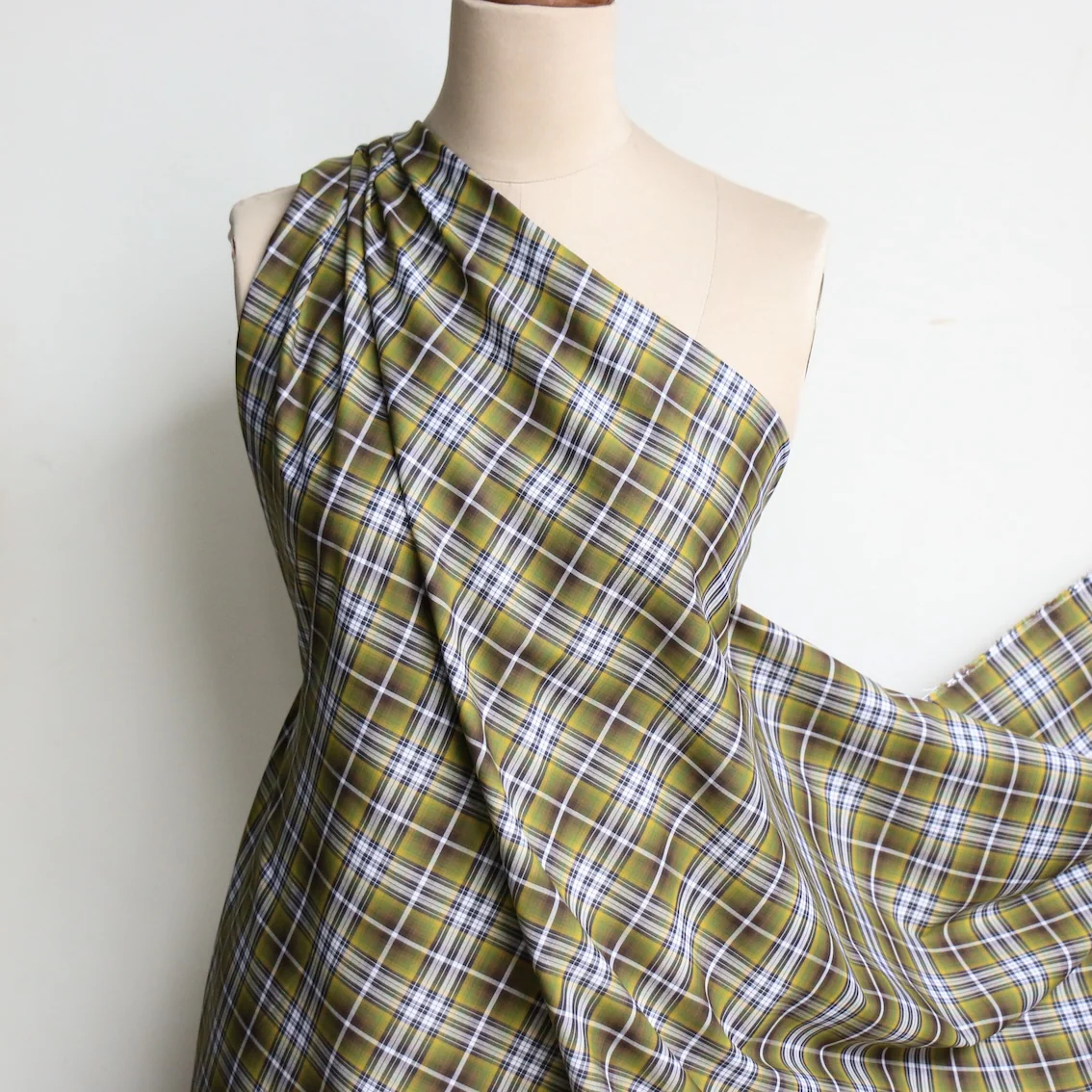 Giulia Green Check Shirting - Image 5
