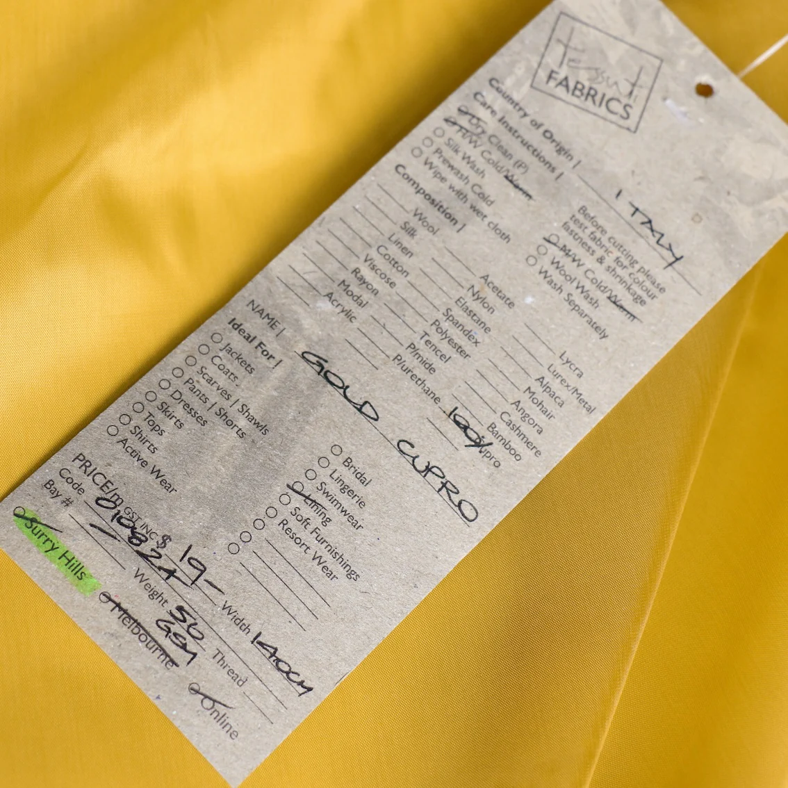 Gold Cupro Lining - Image 3