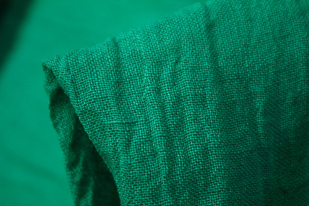Green Crinkled Washed Linen