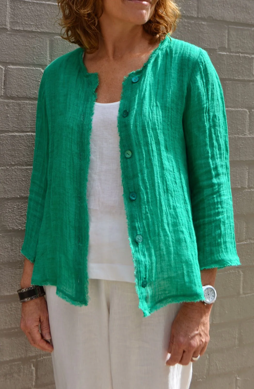 Green Crinkled Washed Linen - Image 5