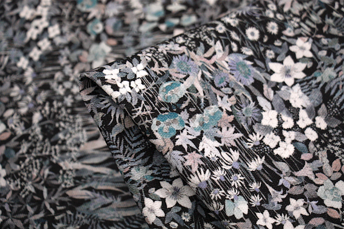 Grey Faria Flowers - Fleece - Liberty Fabric