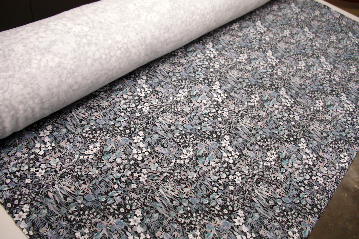 Grey Faria Flowers - Fleece - Liberty Fabric - Image 3