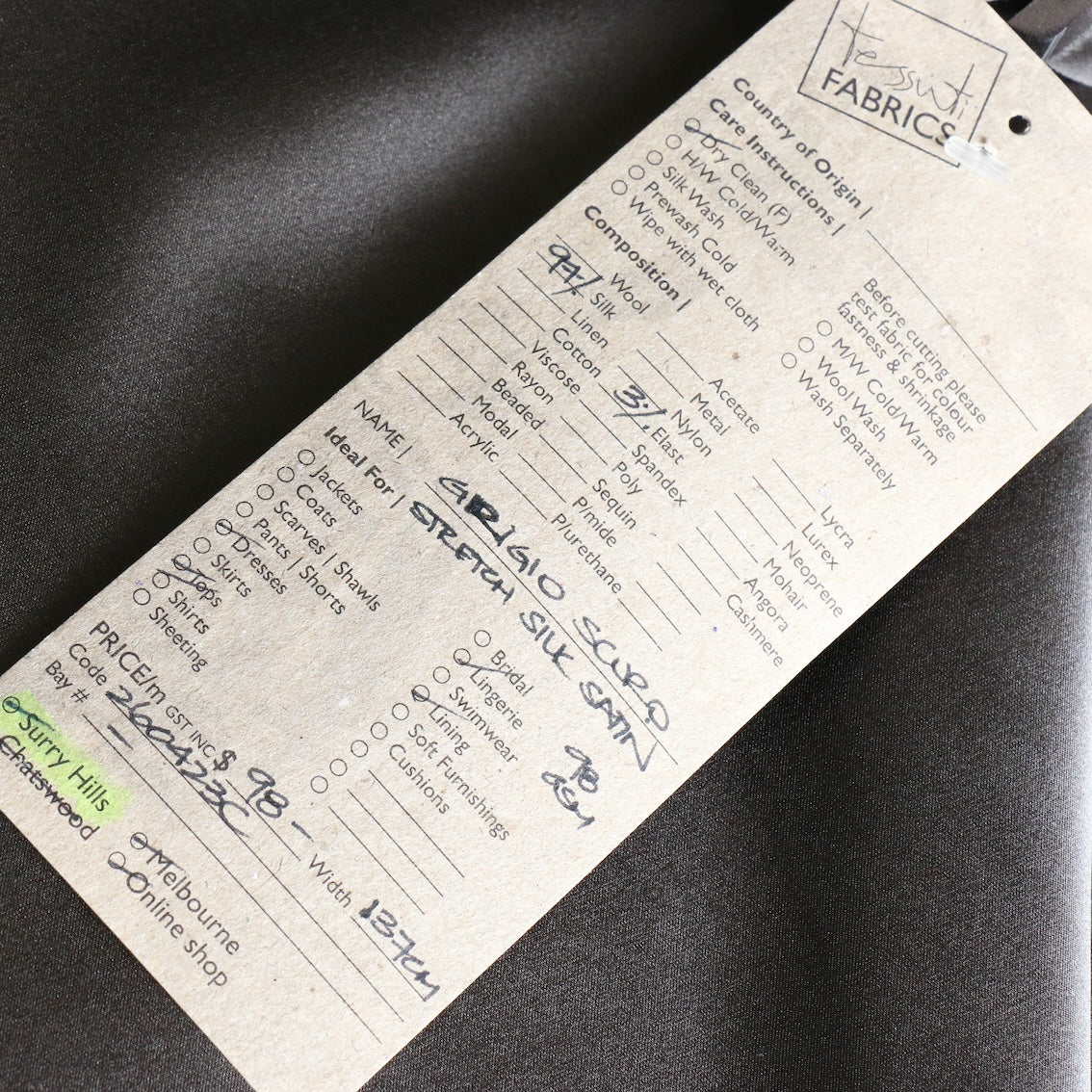 Grigio Scuro Stretch Silk Satin - Image 3