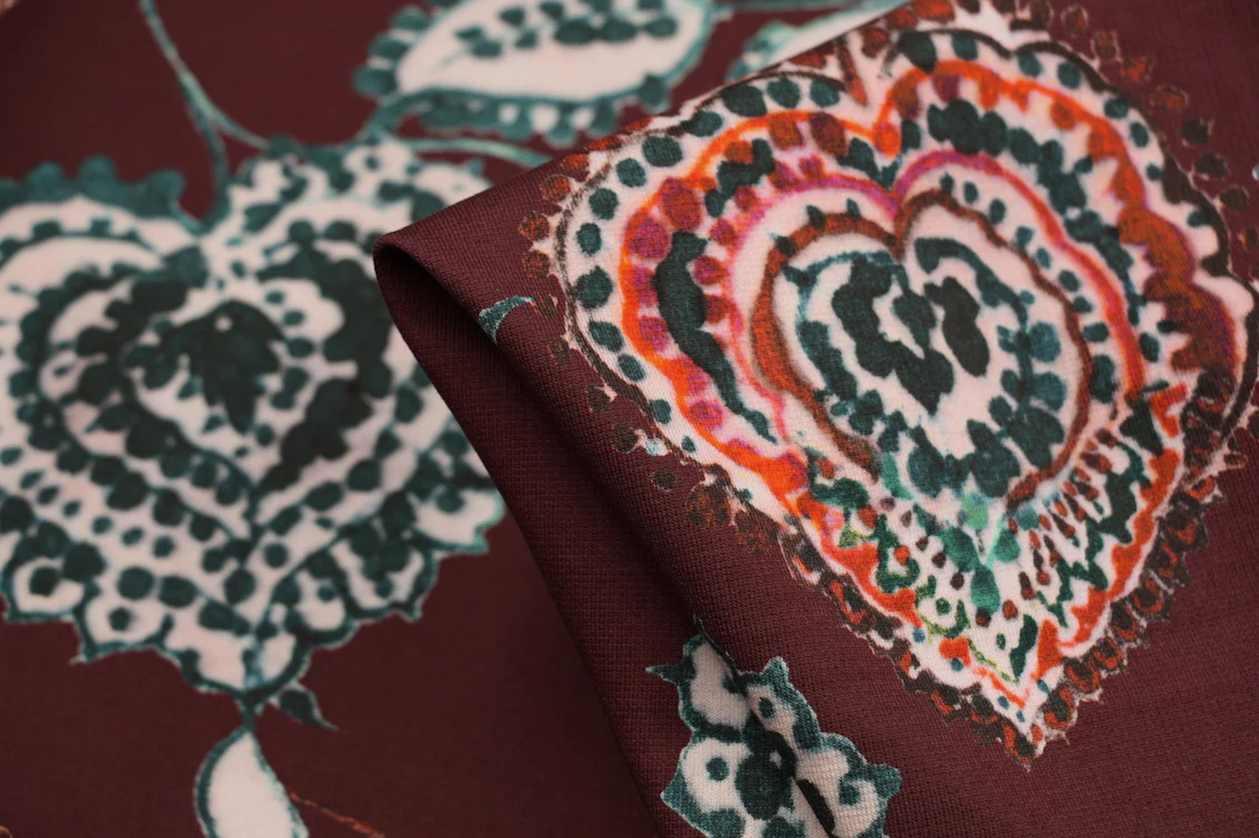 Hearts On Purple - Printed Ponti