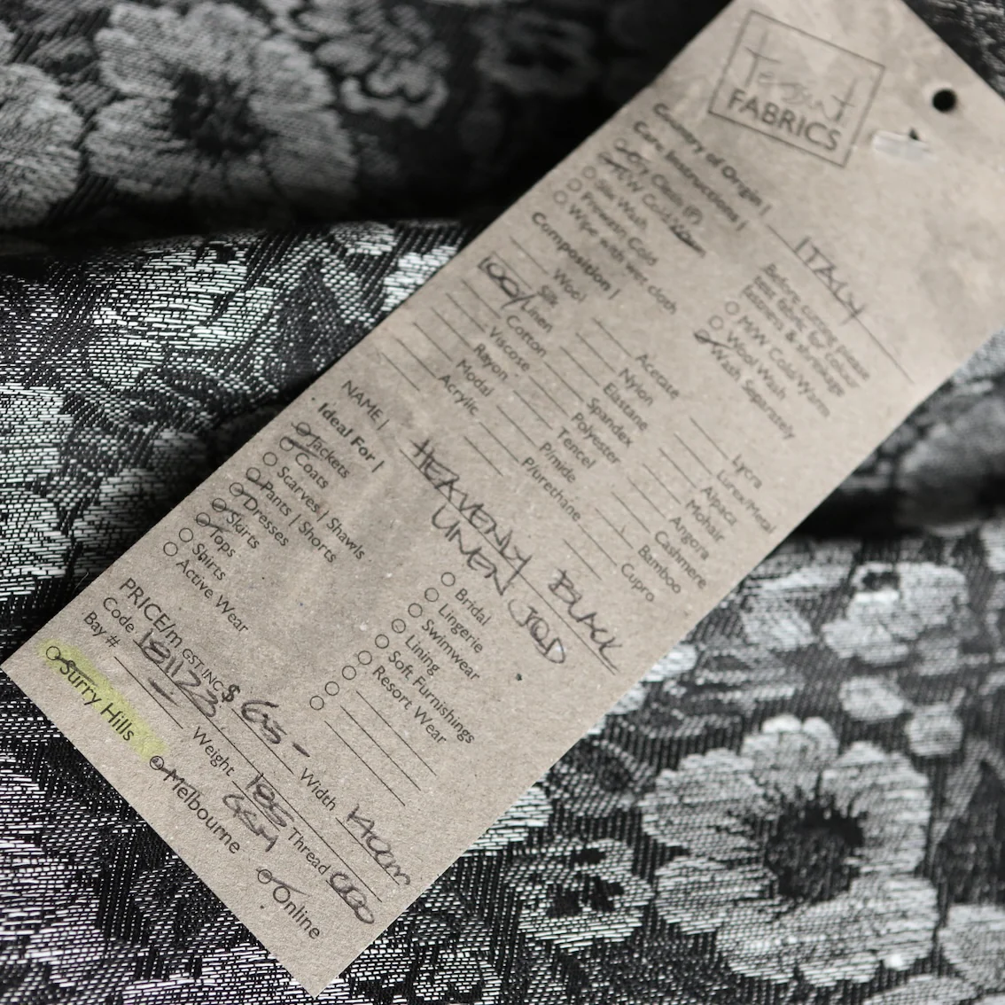 Heavenly Black Linen Jacquard - Image 4