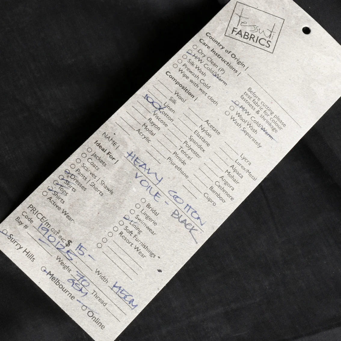 Heavy Cotton Voile - Black - Image 3