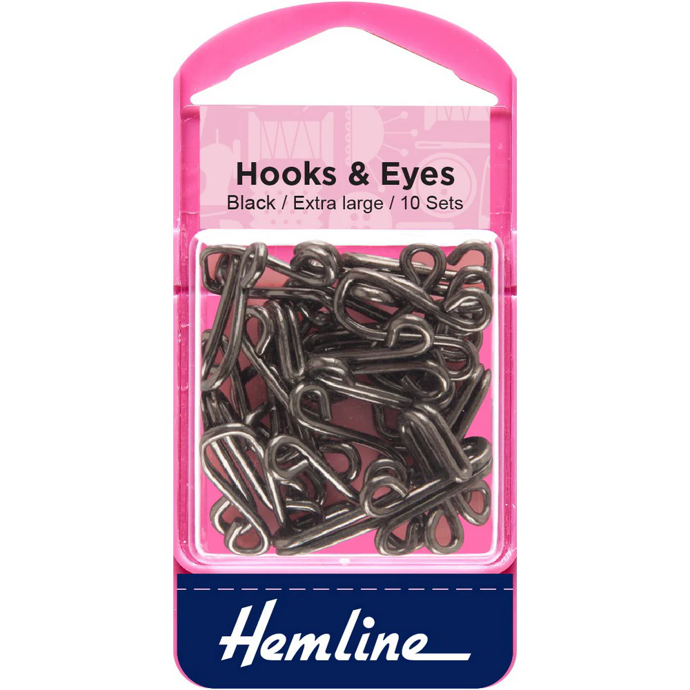 Hemline - Extra Large Hooks & Eyes - Black