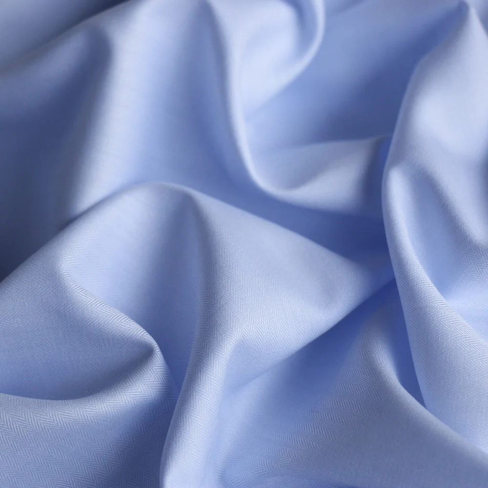 Herringbone Blue Cotton Shirting - Image 2