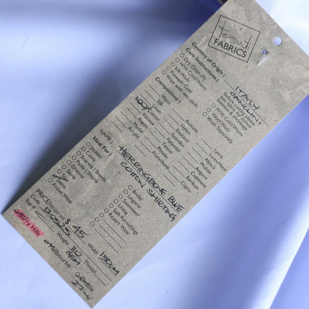 Herringbone Blue Cotton Shirting - Image 3