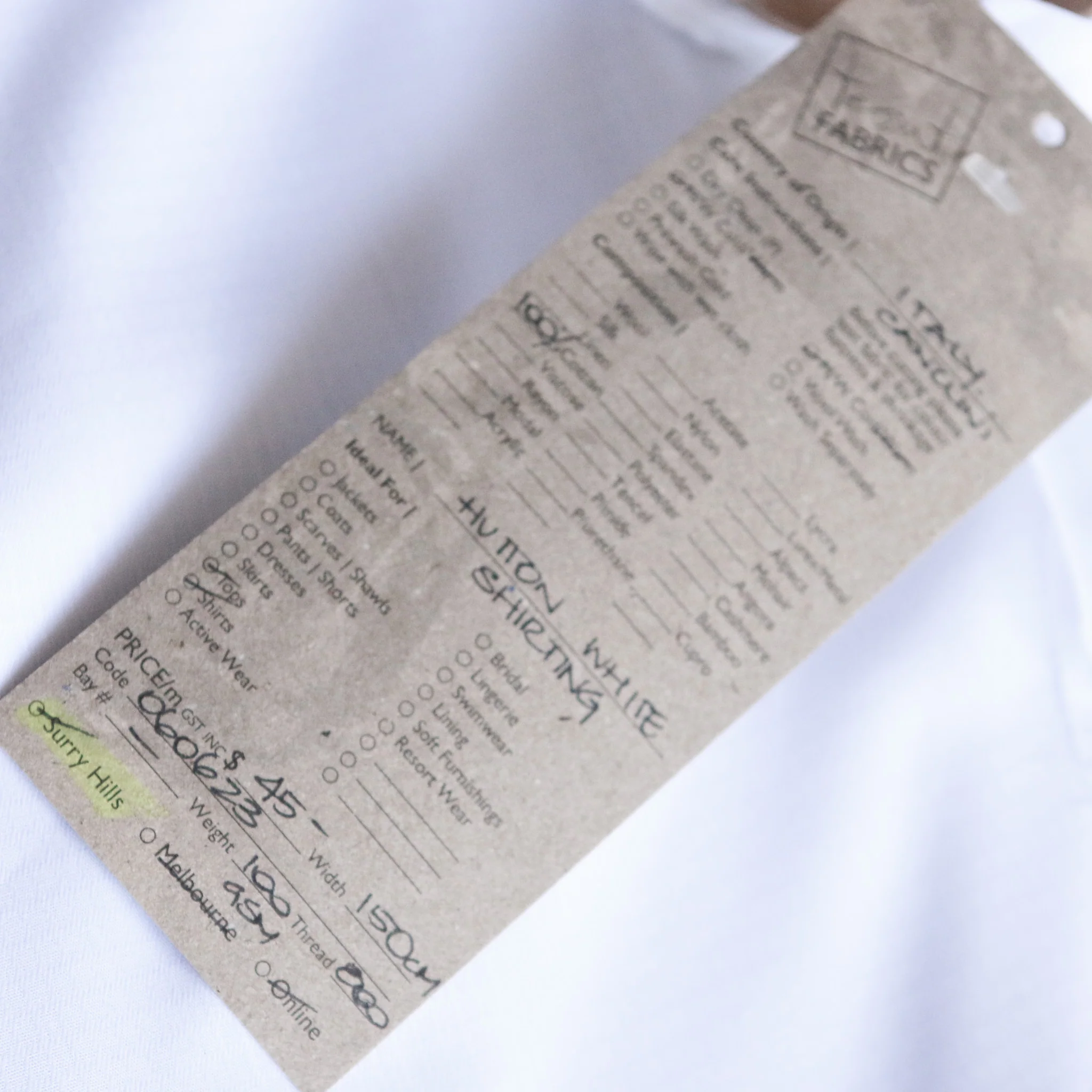 Hutton White Cotton Shirting - Image 3