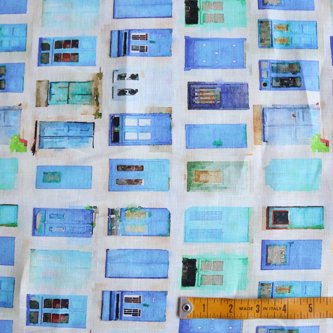 Hydra Blue Printed Linen - Image 3