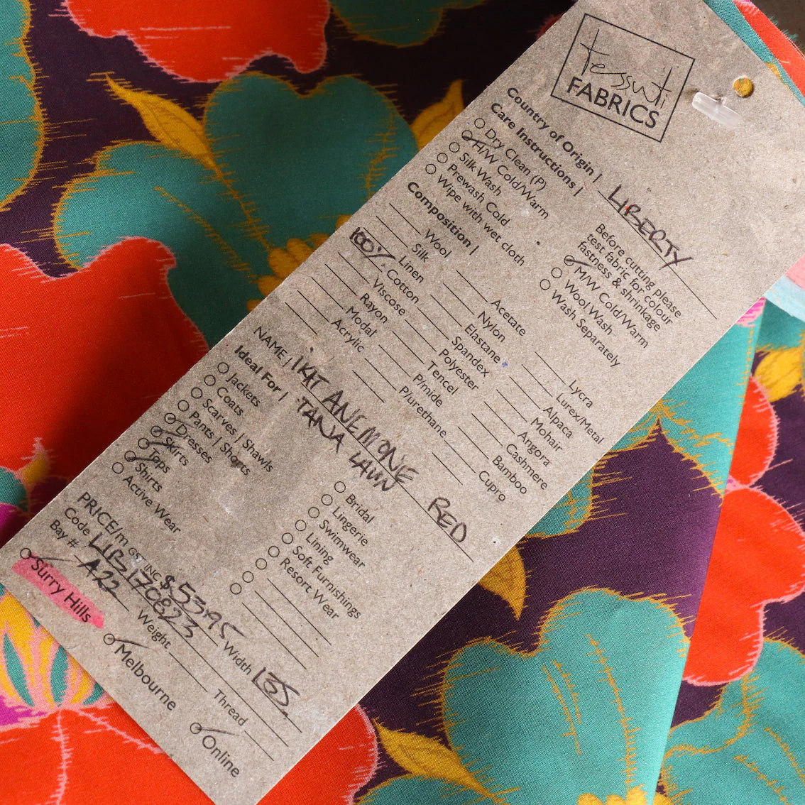 Ikat Anemone Red - Liberty Tana Lawn⢠- Image 5