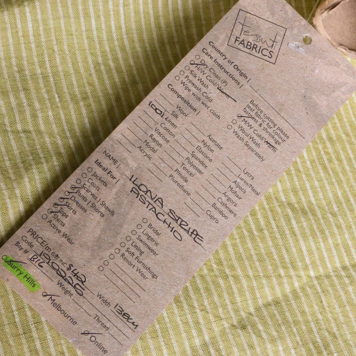 Ilona Stripe Pistachio - Washed Linen - Image 3