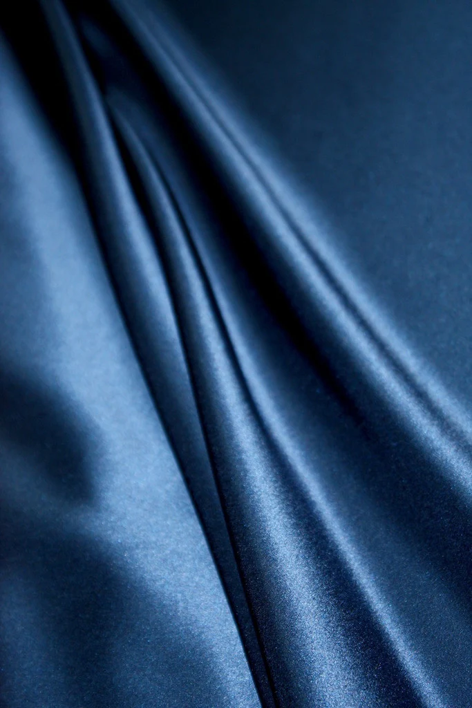Indigo Blue Silk Satin - Image 2