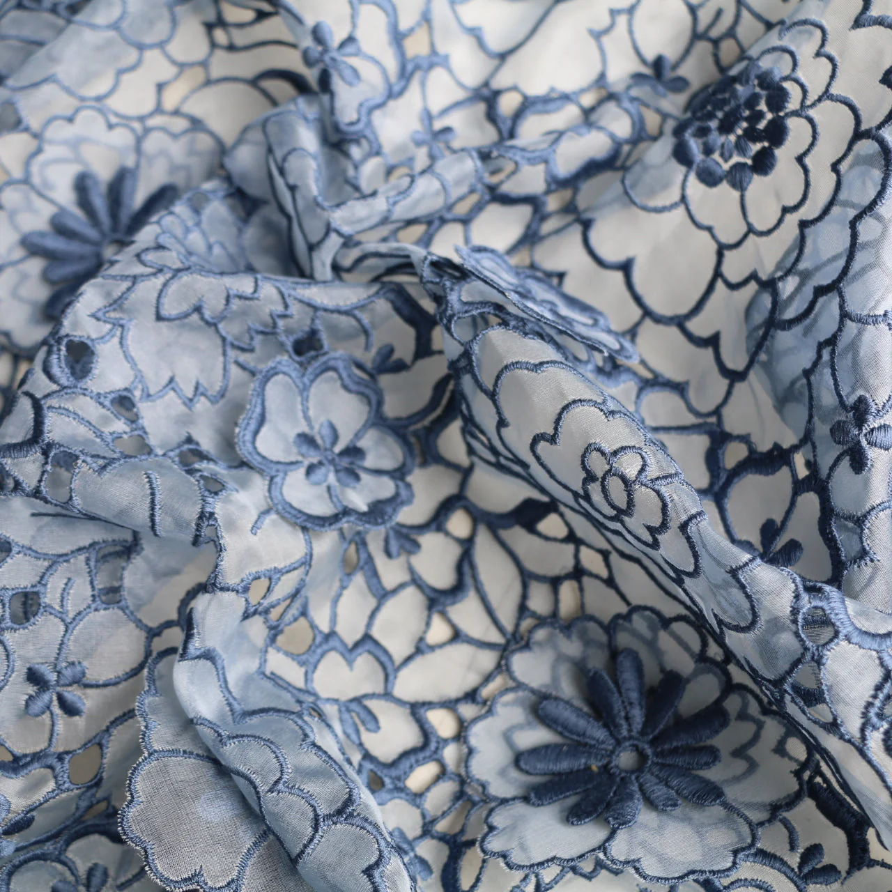 Indigo Garden 3D Embroidered Organza - Image 2