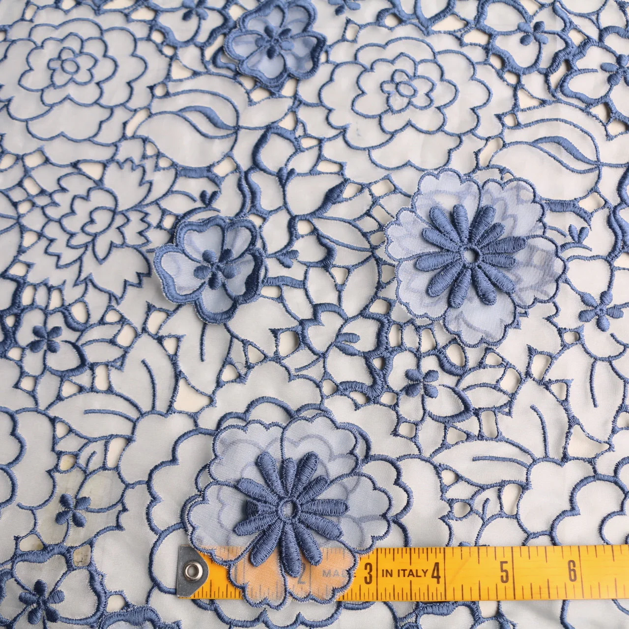 Indigo Garden 3D Embroidered Organza - Image 3