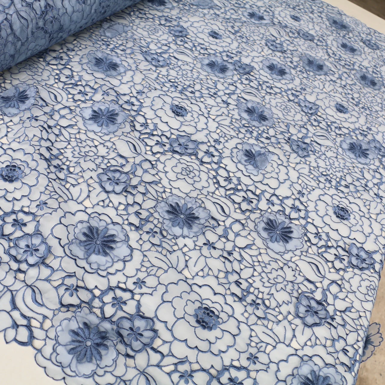 Indigo Garden 3D Embroidered Organza - Image 4