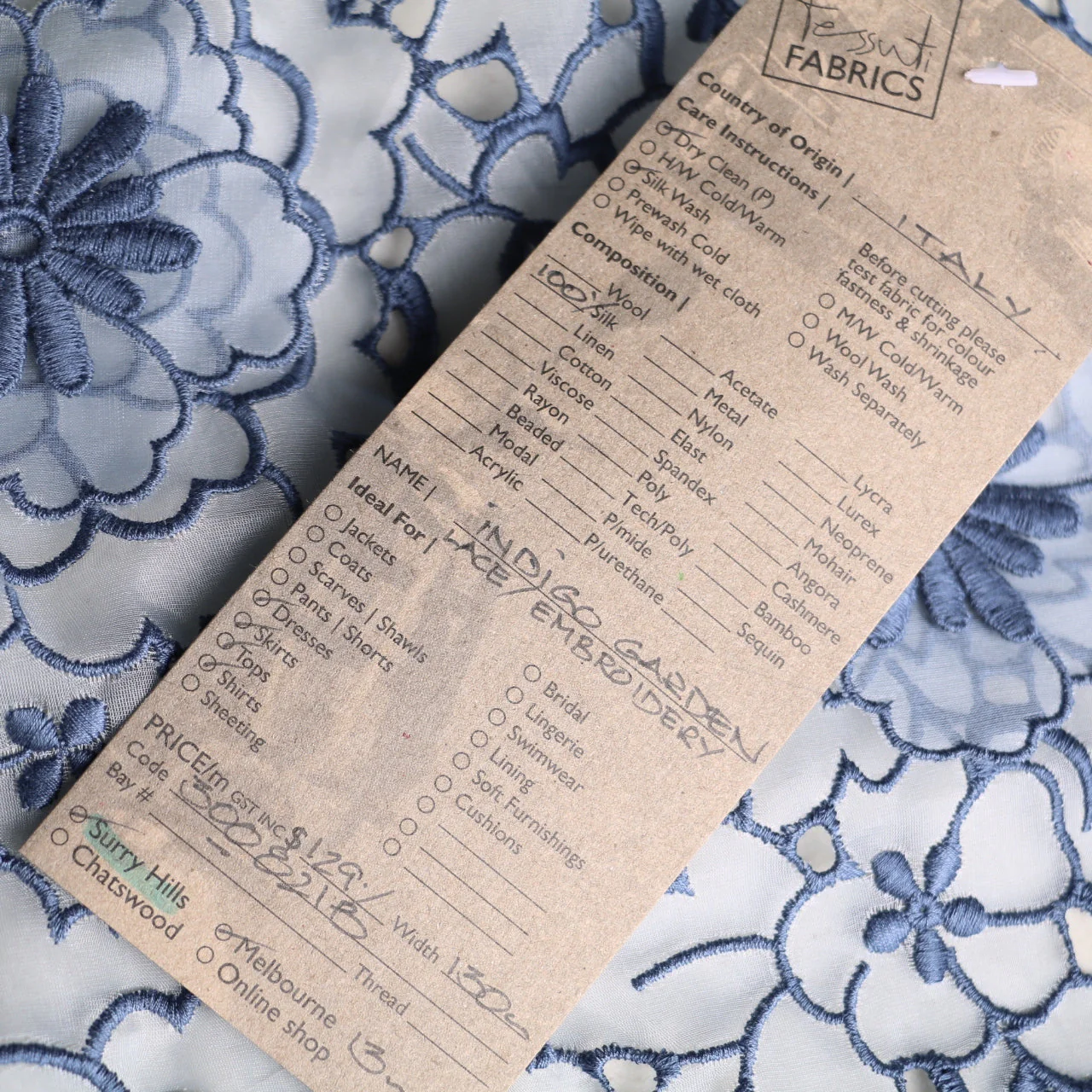 Indigo Garden 3D Embroidered Organza - Image 5