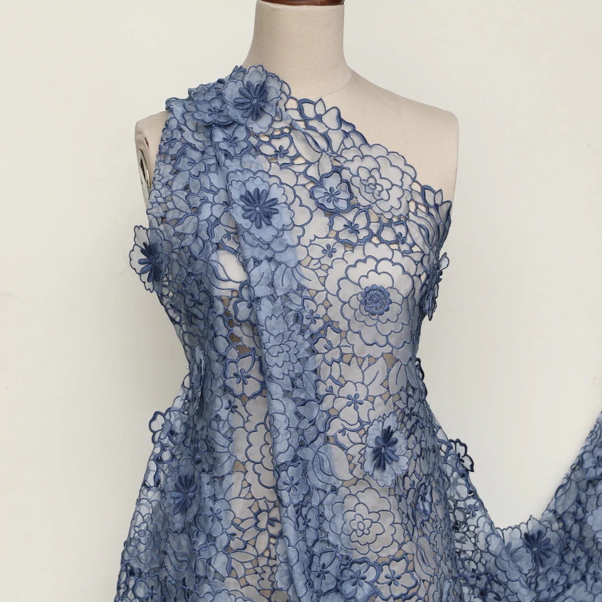 Indigo Garden 3D Embroidered Organza - Image 6