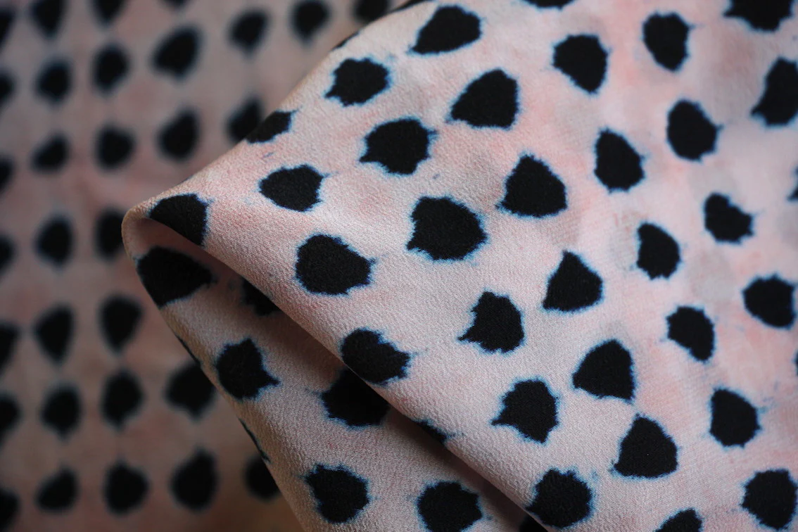 Ink On Pink Silk Crepe De Chine