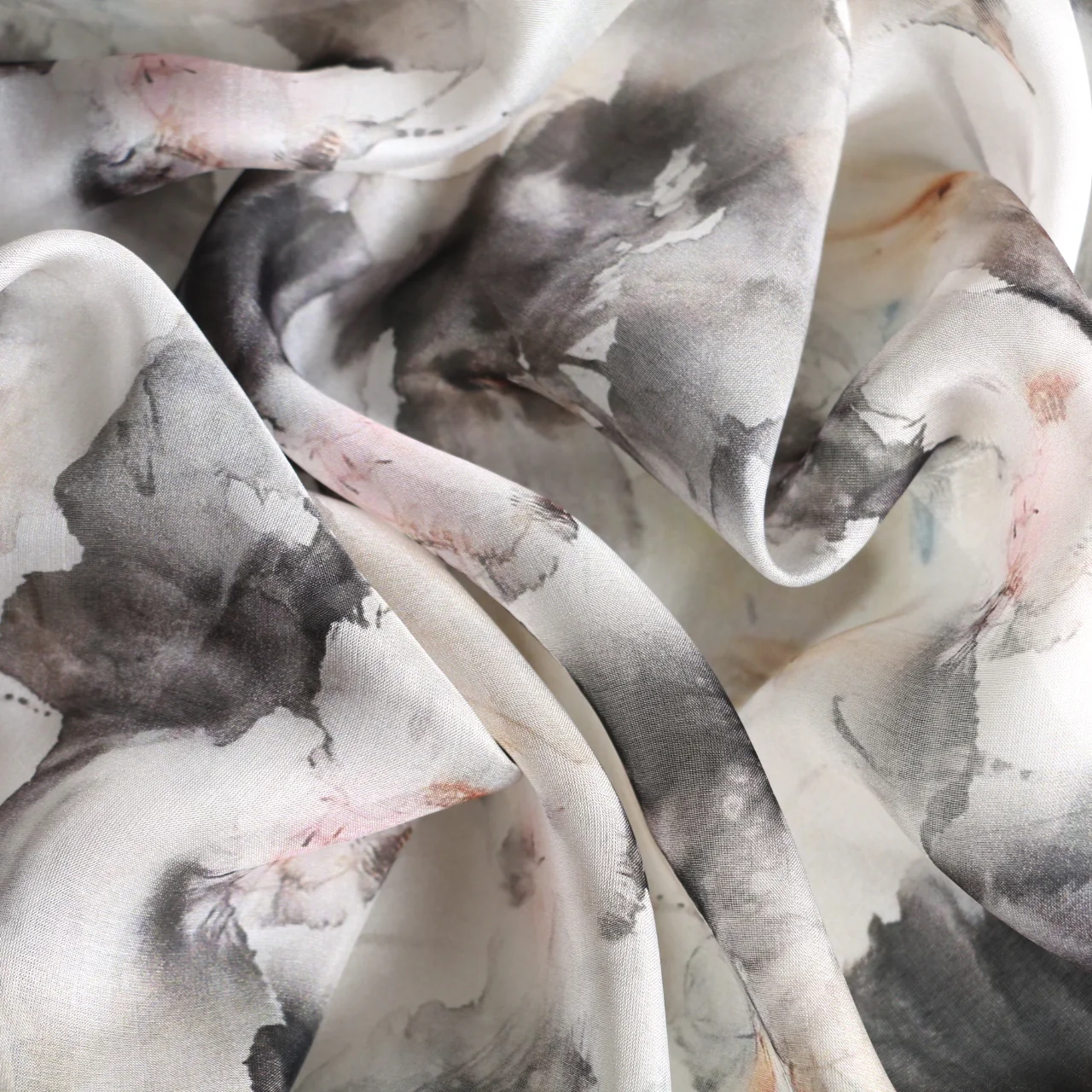 Inked Floral Silk Chiffon - Image 2