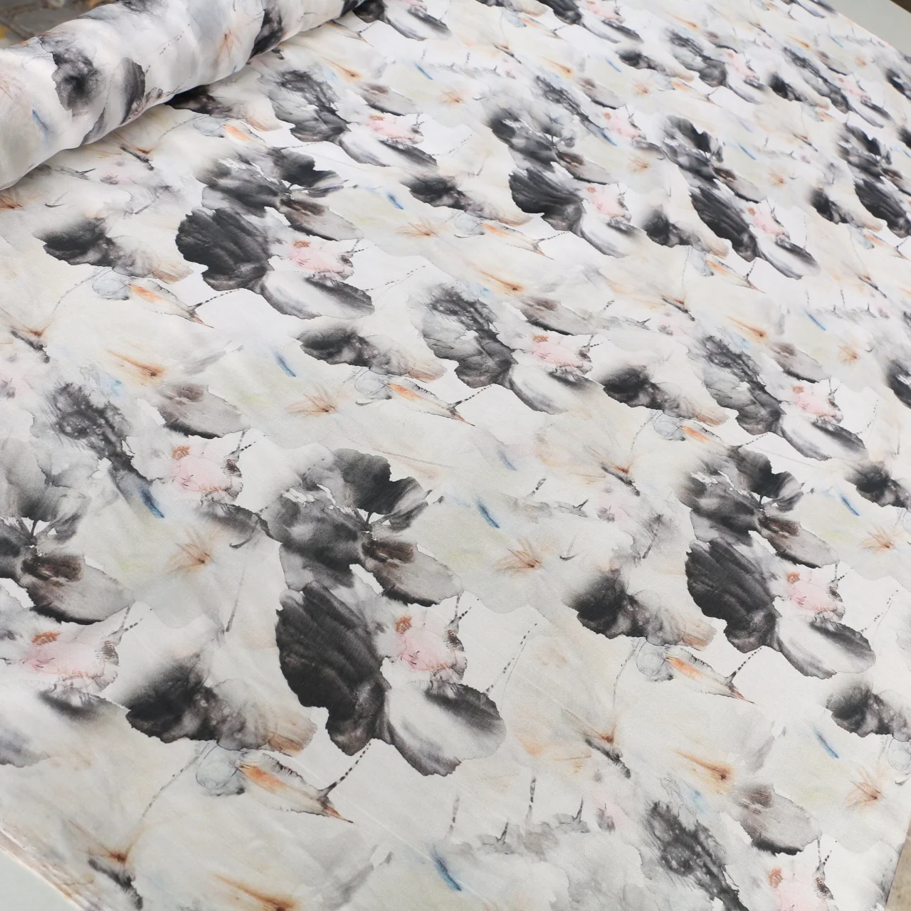Inked Floral Silk Chiffon - Image 5