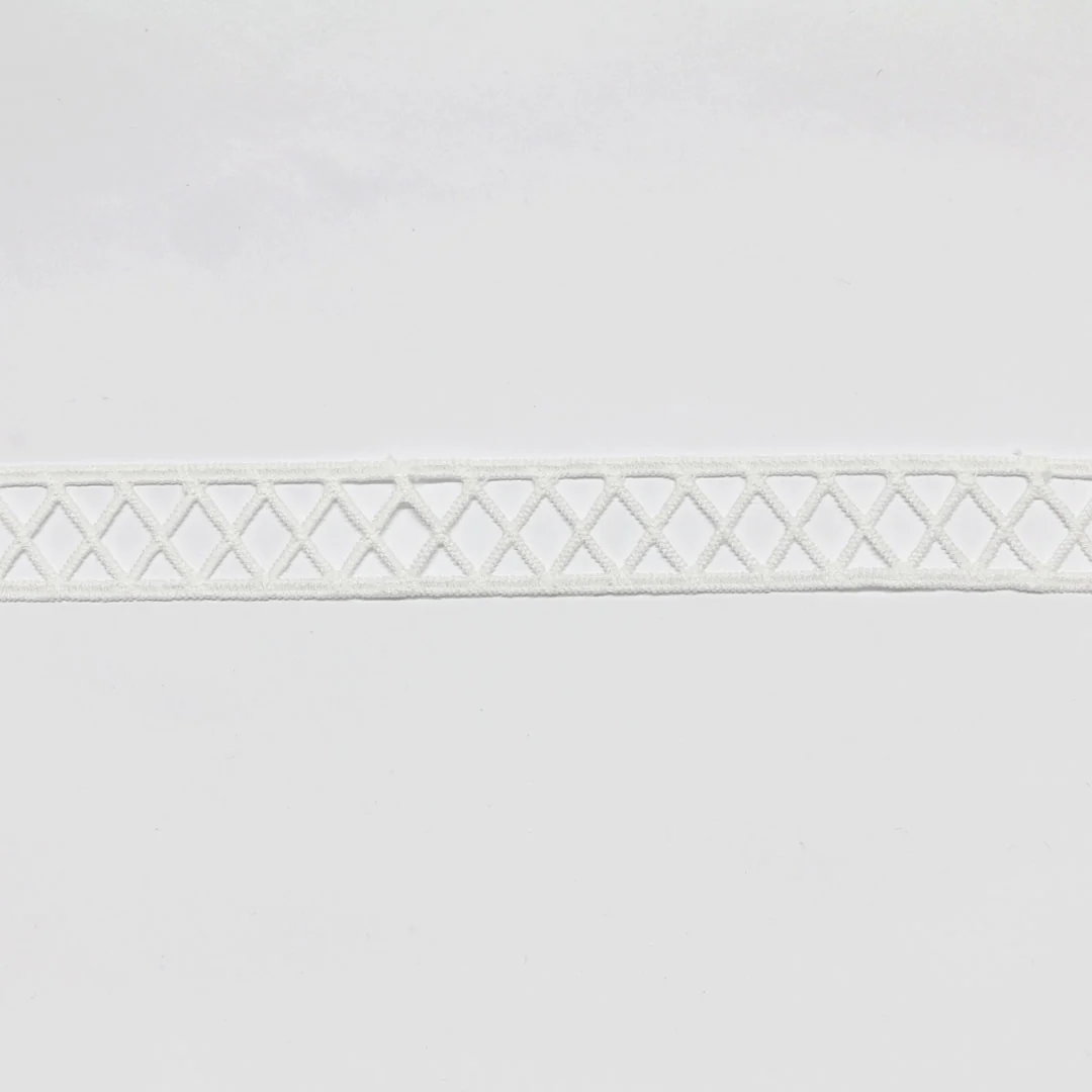 Insertion Guipure Diamond Trim - White - 20mm - Image 2