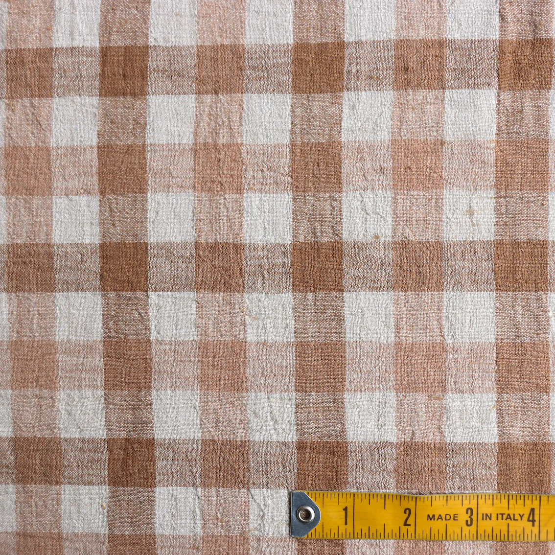 Isla Cognac Crinkle Linen Check - Image 3