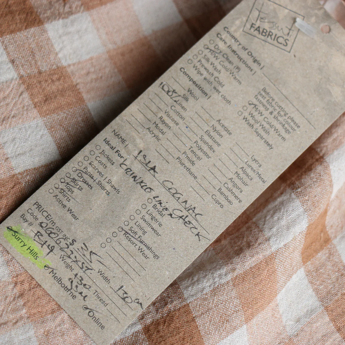 Isla Cognac Crinkle Linen Check - Image 4