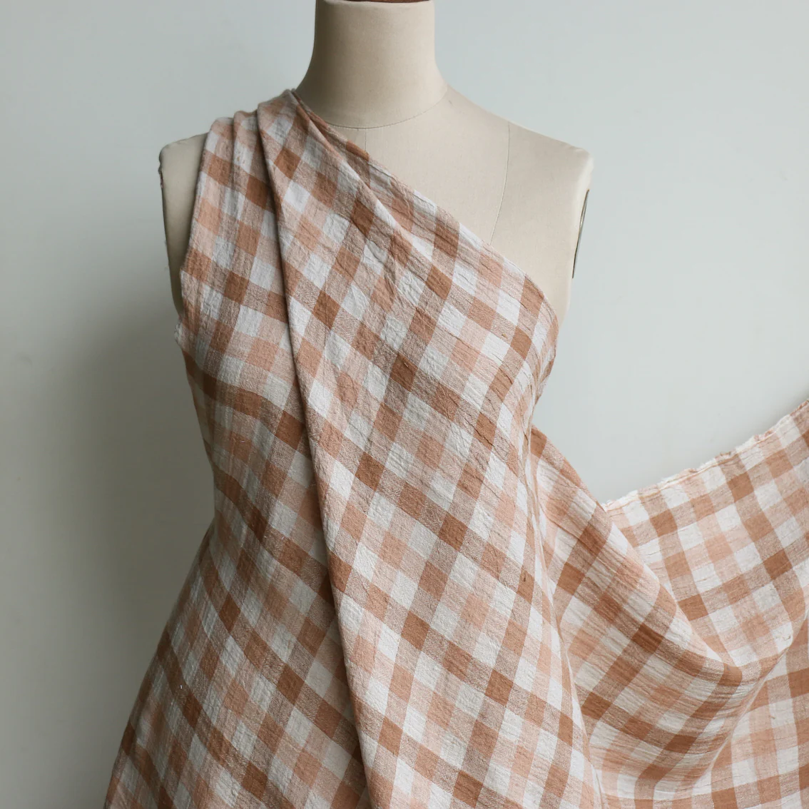 Isla Cognac Crinkle Linen Check - Image 5