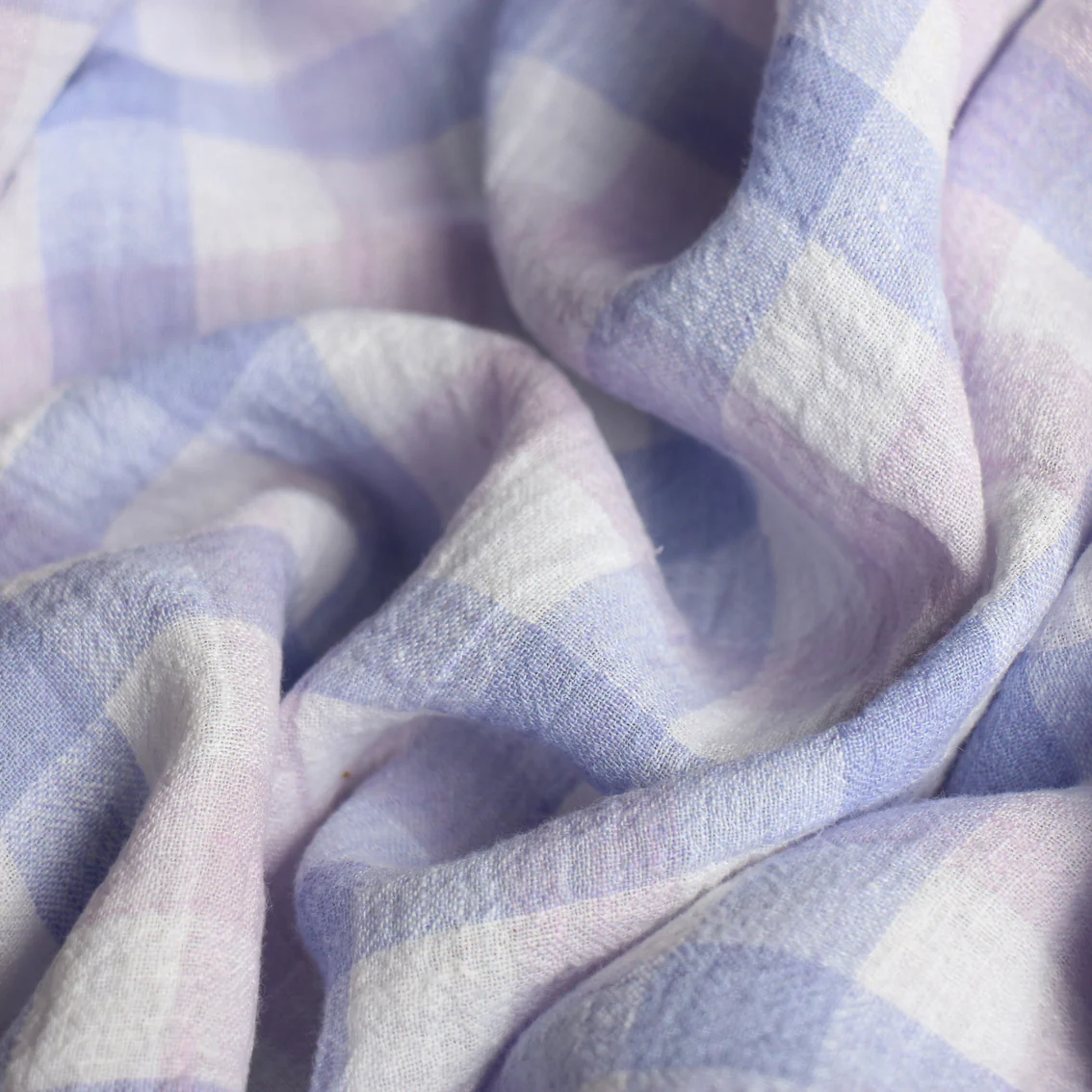 Isla Lilac Check Crinkle Linen - Image 2
