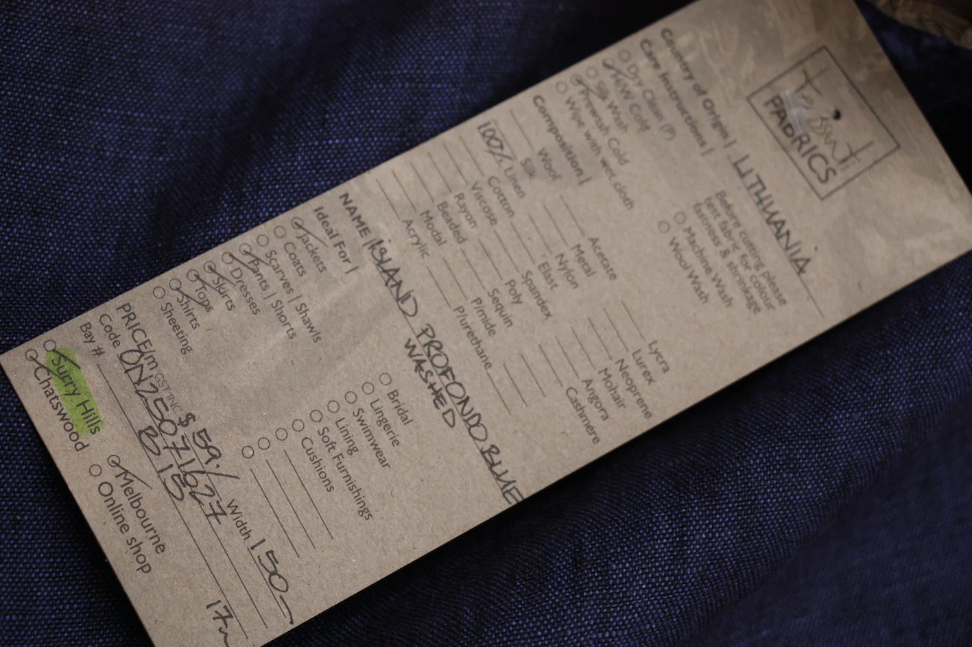 Island Profondo Blue - Washed Linen Finish - Image 2