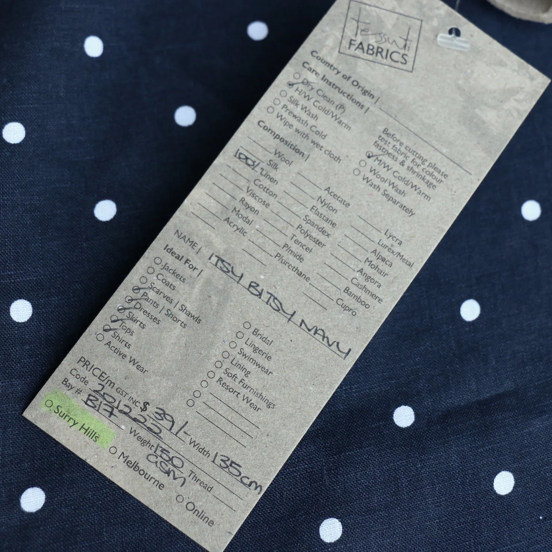 Itsy Bitsy Navy Linen - Image 3
