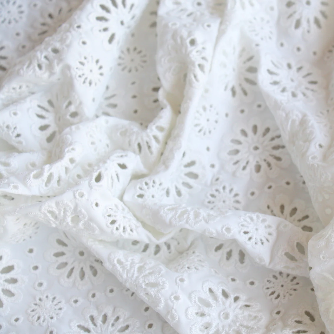 Ivory Flower Stretch Broderie Anglaise - Swimwear Fabric - Image 2