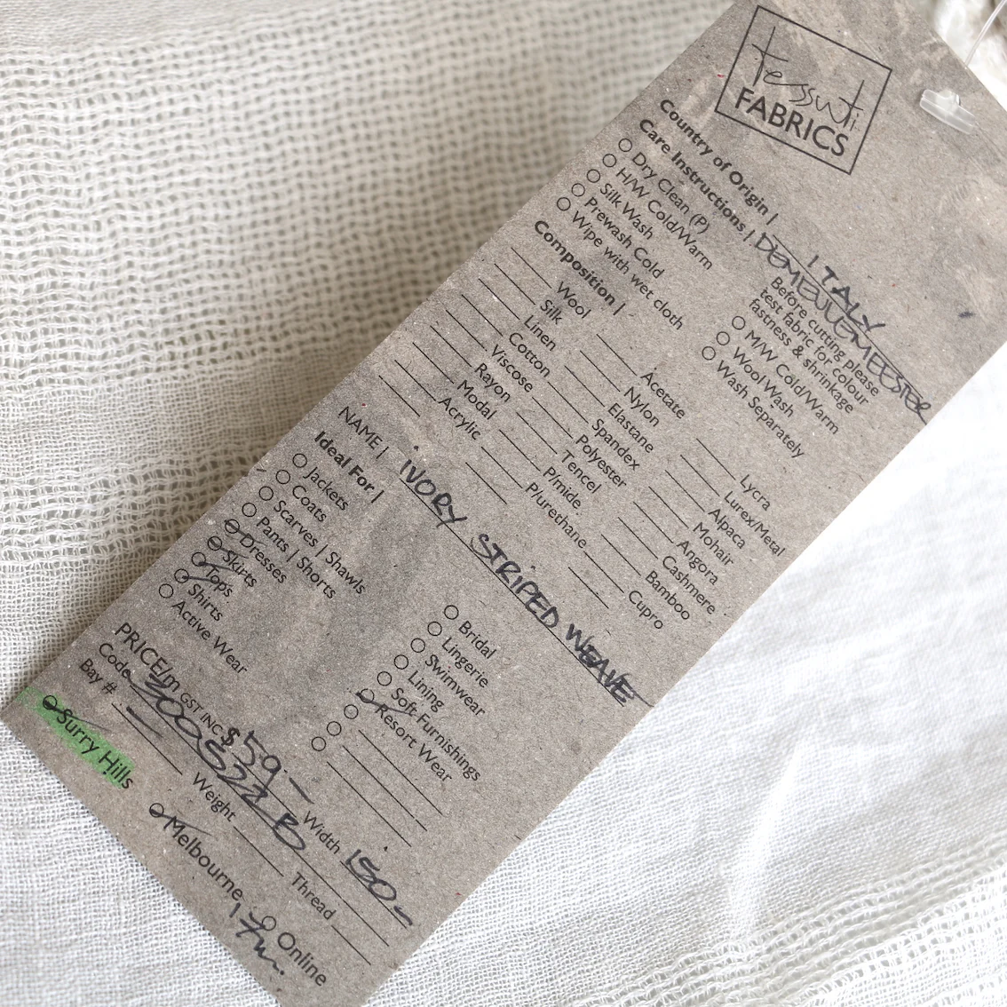 Ivory Striped Weave Gauze - Image 4
