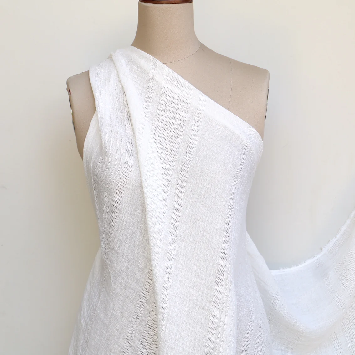 Ivory Striped Weave Gauze - Image 5