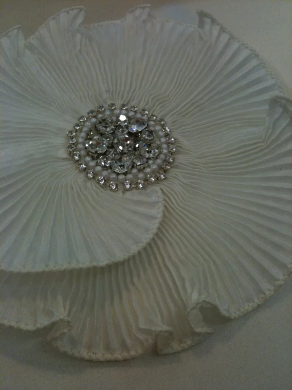 Ivory Sunray Pleated/Diamante Motif