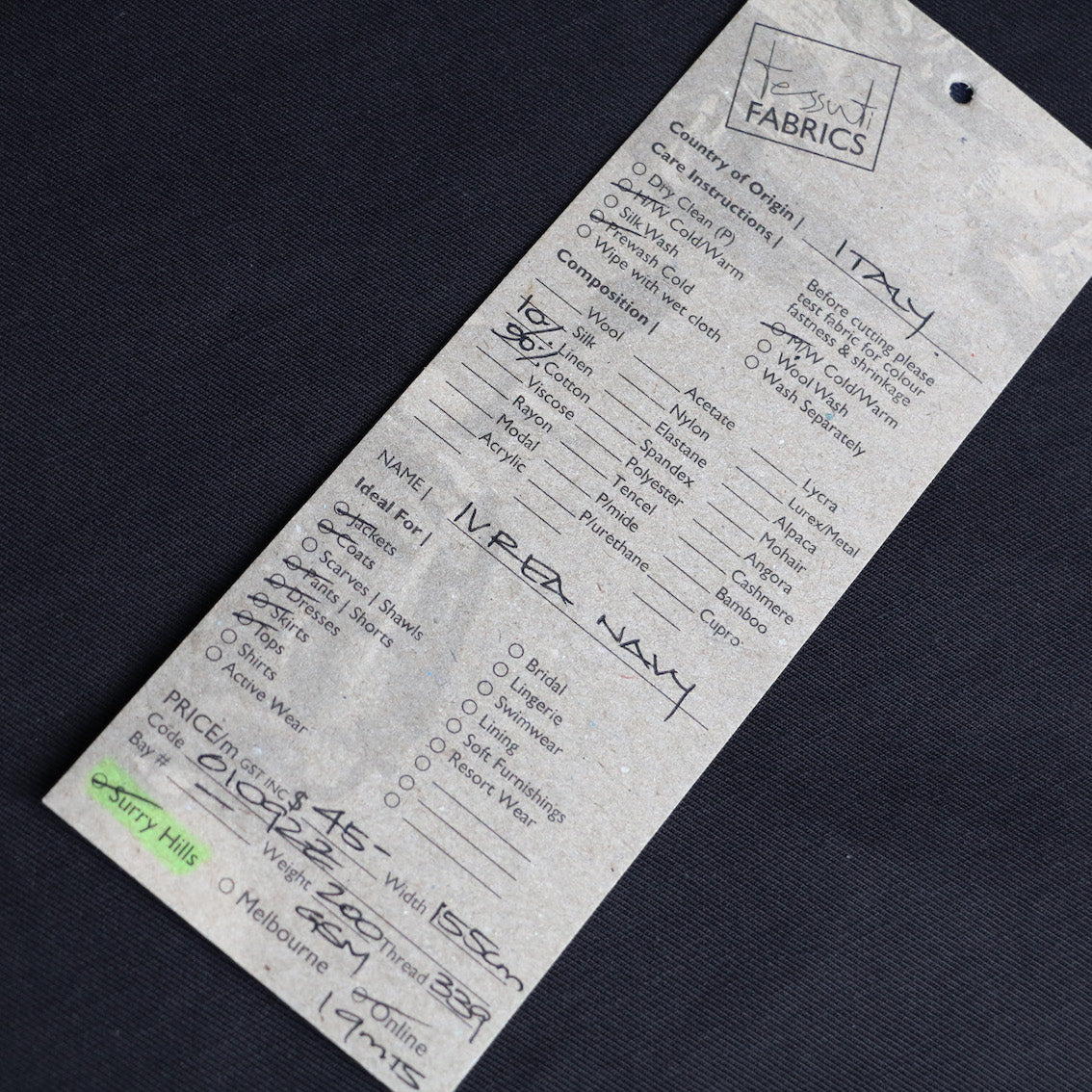 Ivrea Navy Cotton/Linen Drill - Image 3