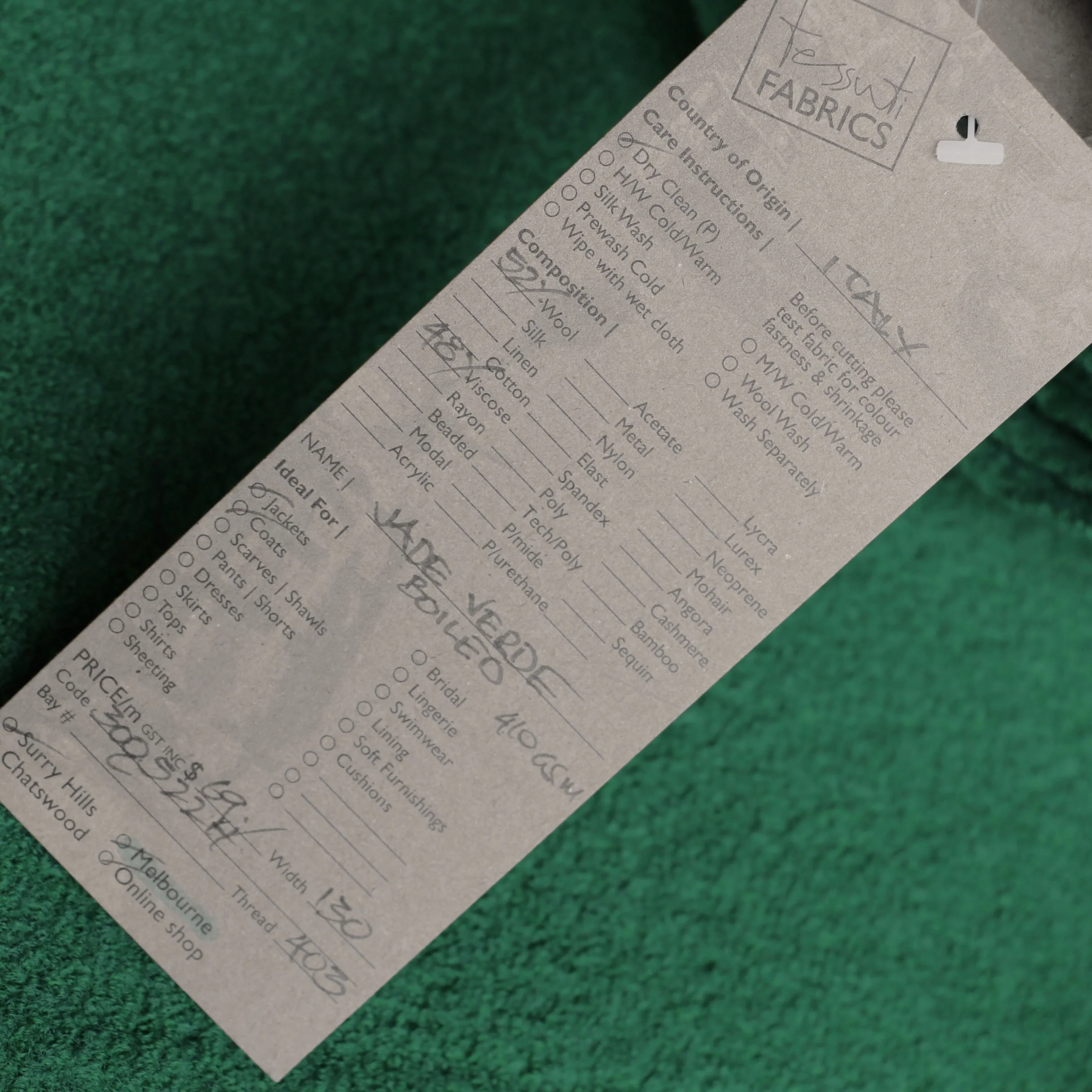 Jade Verde - Boiled Wool/Viscose - Image 3