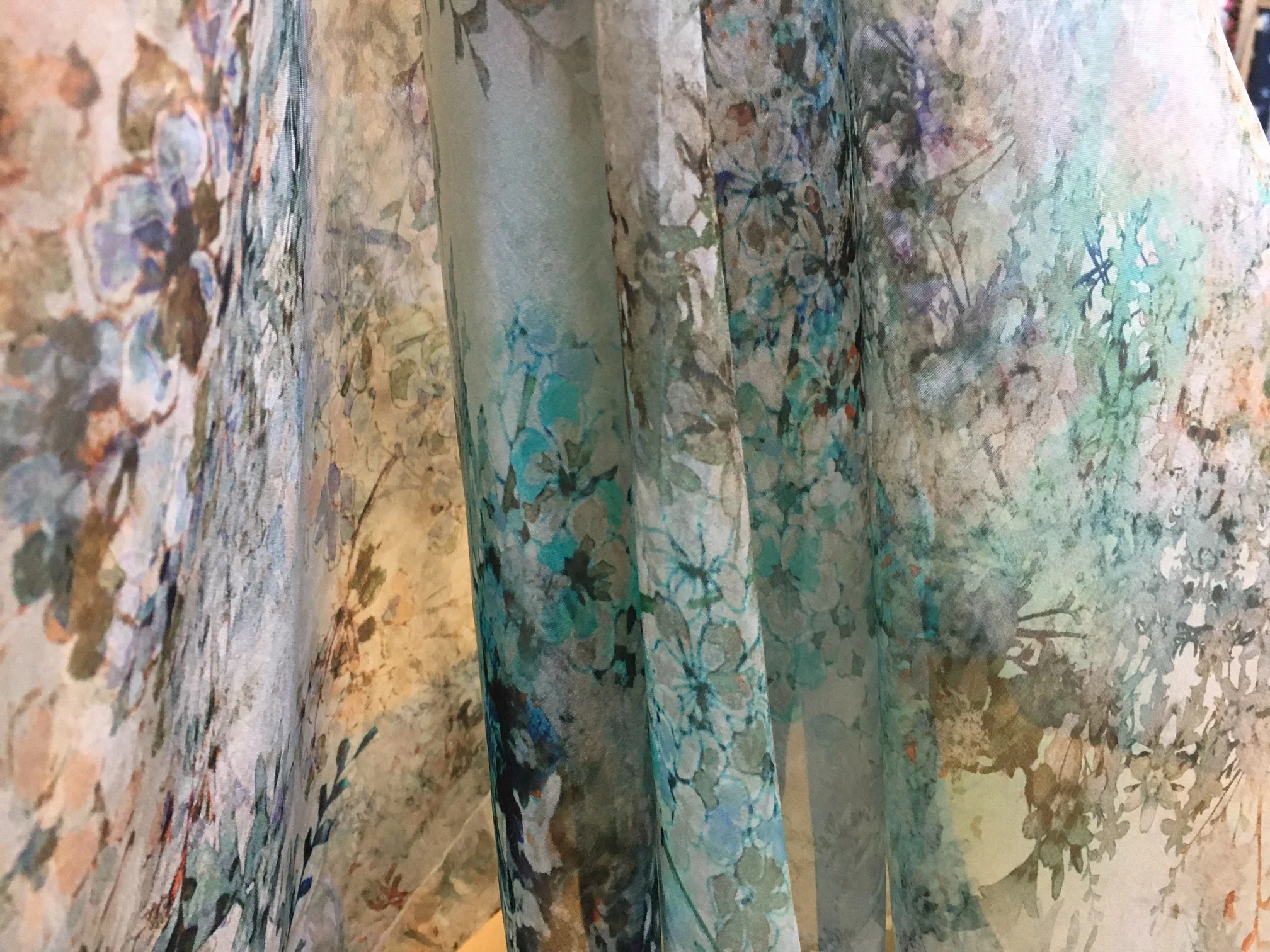 Jardin Teal Chiffon Silk - Image 3