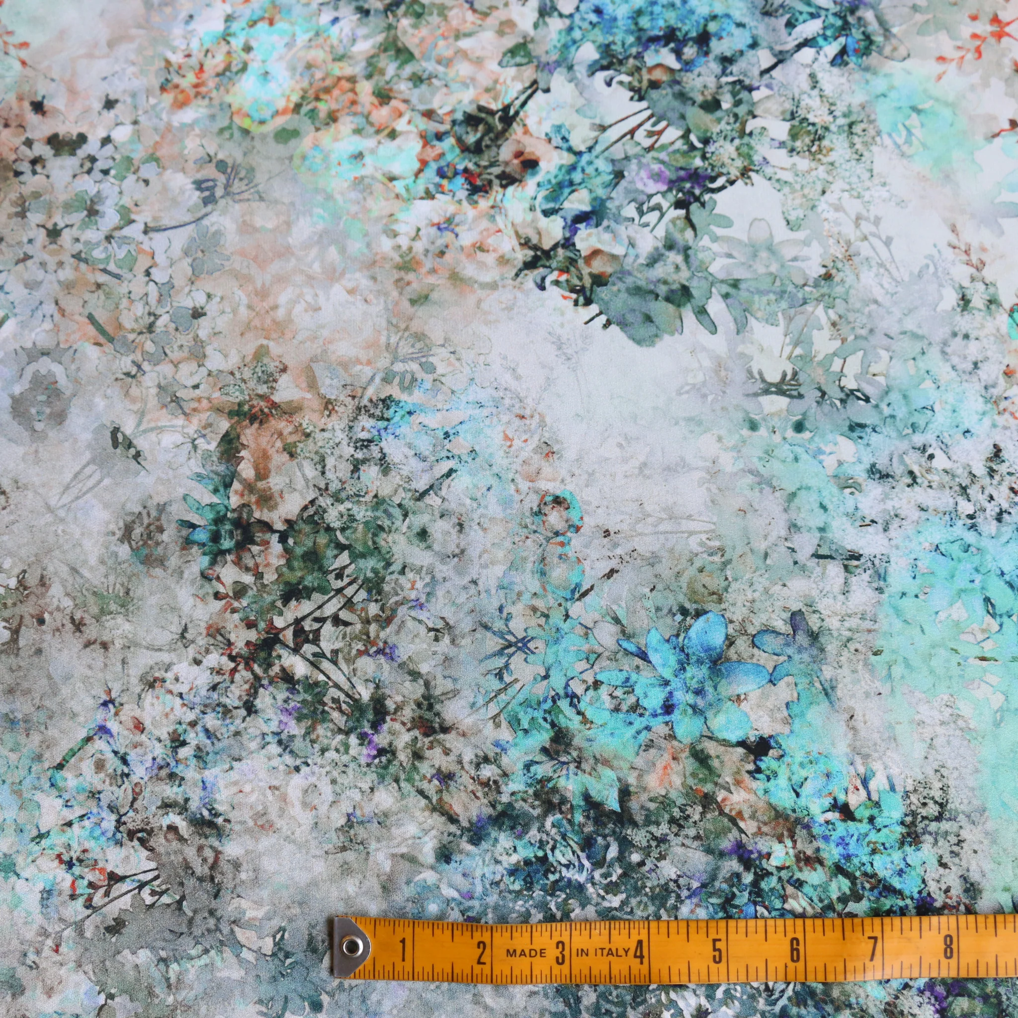 Jardin Teal Silk Crepe De Chine - Image 3