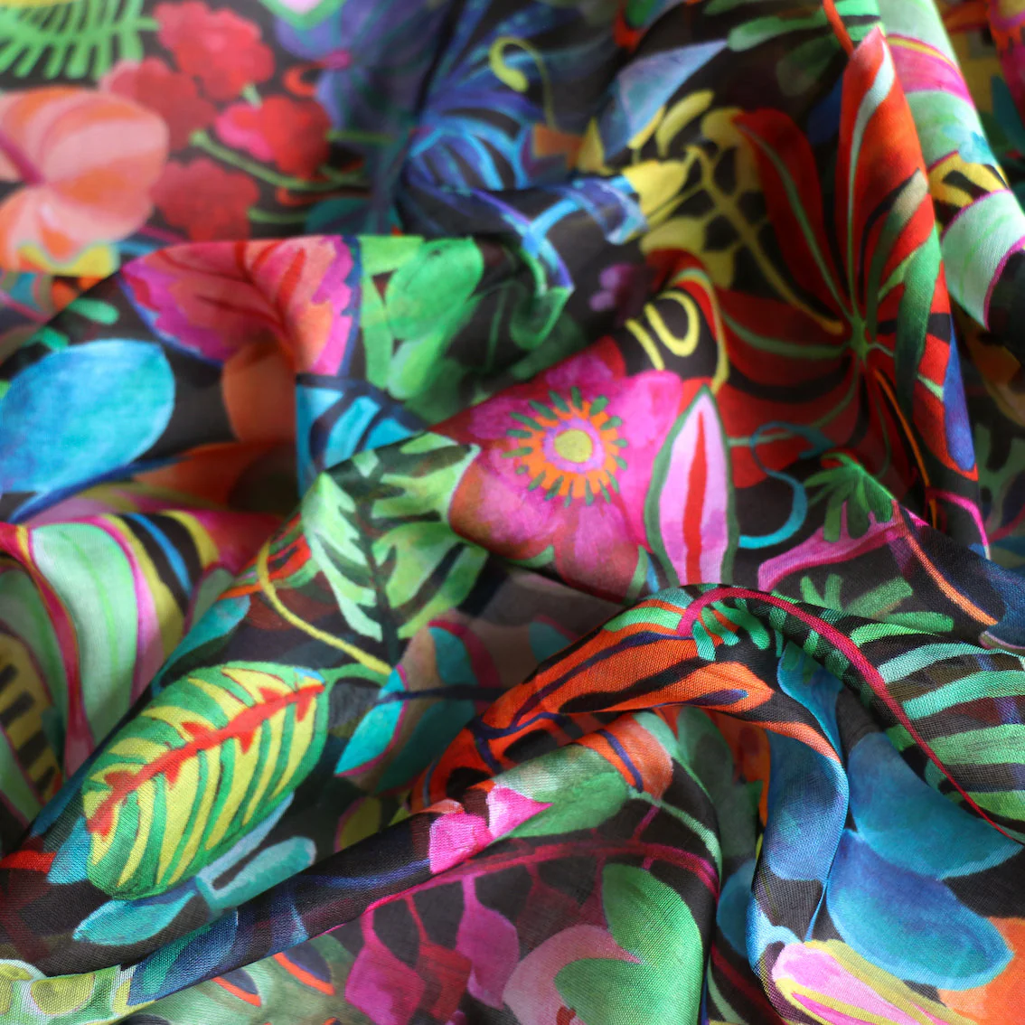 Jungle Trip Black - Liberty Fabrics - Chloe Cotton Chiffon - Image 2