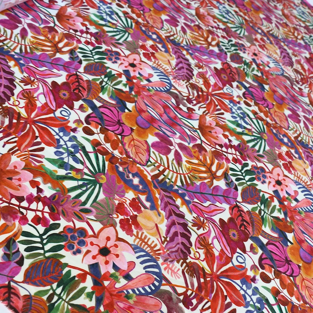 Jungle Trip Magenta/Henna - Liberty Sycamore Linen - Image 4