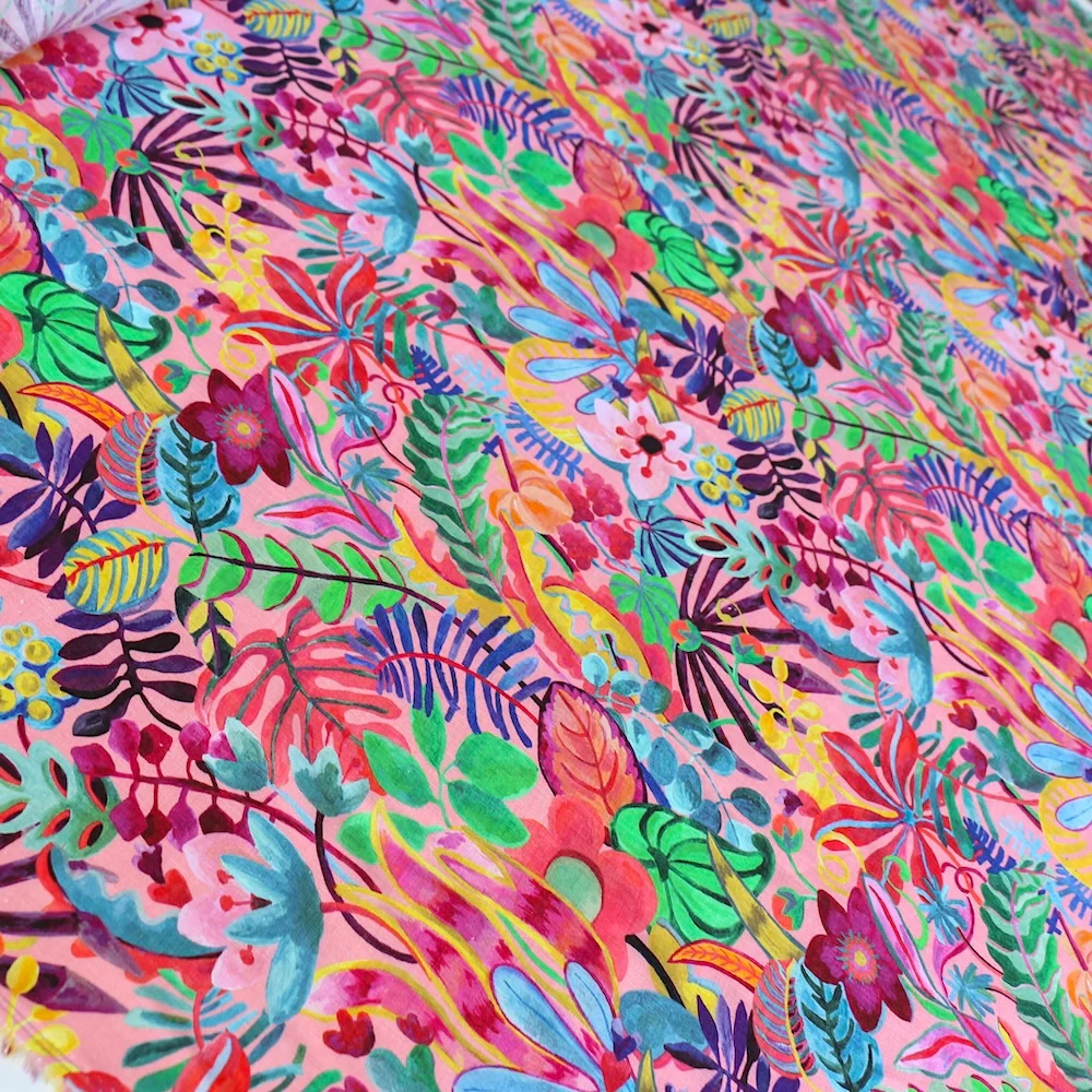 Jungle Trip Pink/Aqua - Liberty Sycamore Linen - Image 4