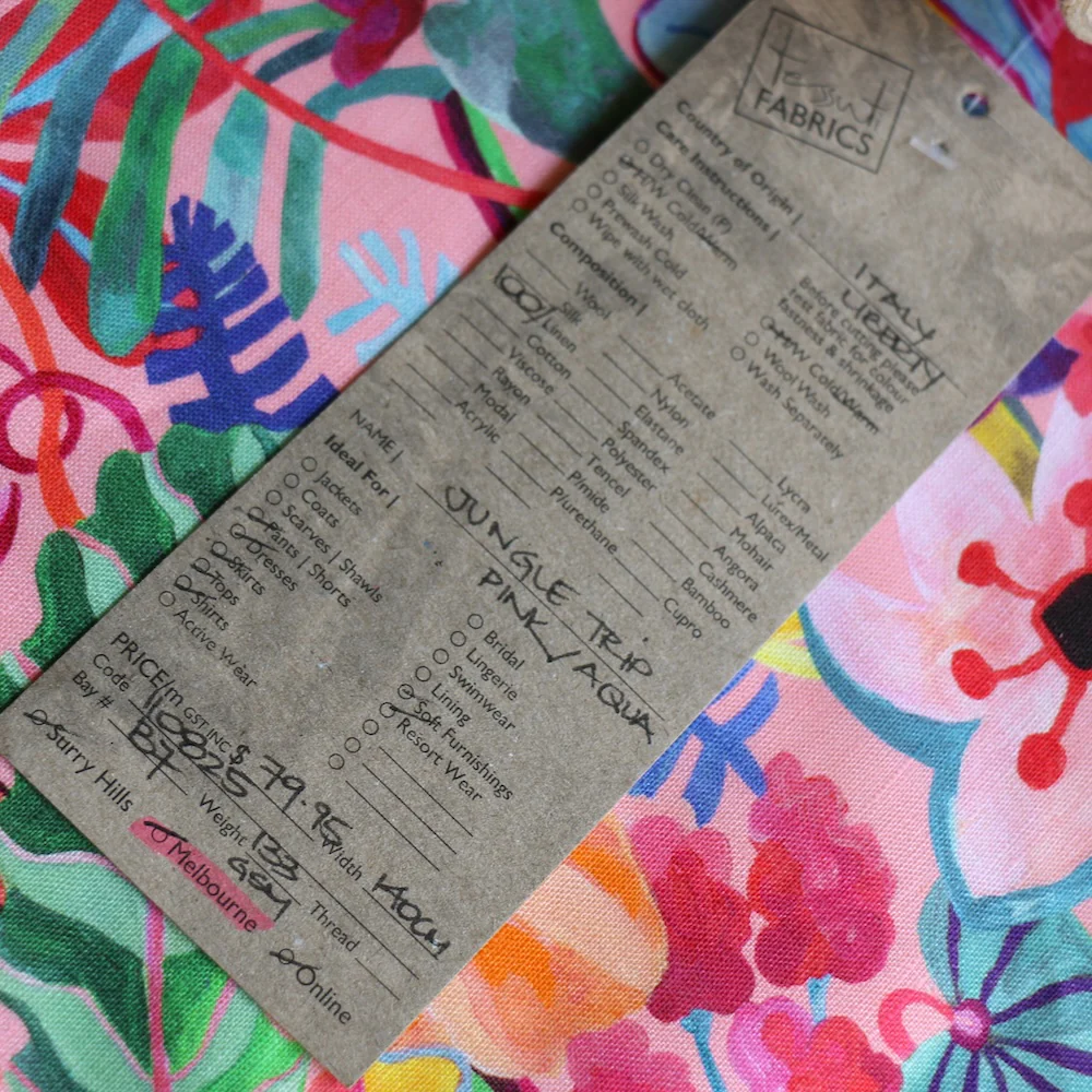 Jungle Trip Pink/Aqua - Liberty Sycamore Linen - Image 5