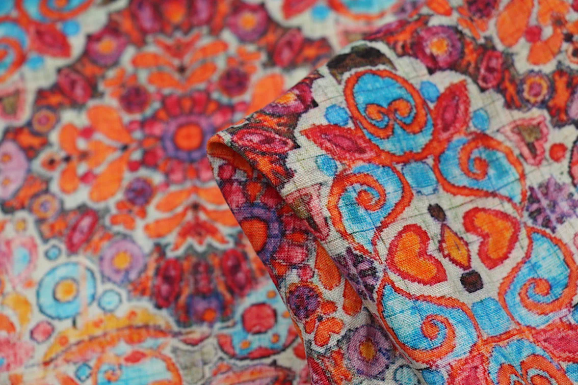 Kaleidescope Love Washed Printed Linen