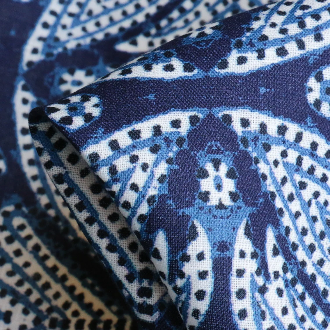 Kaleidoscope Blue Printed Linen