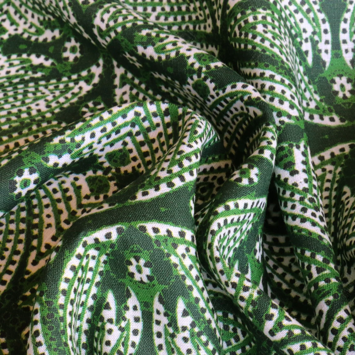 Kaleidoscope Green Printed Linen - Image 2