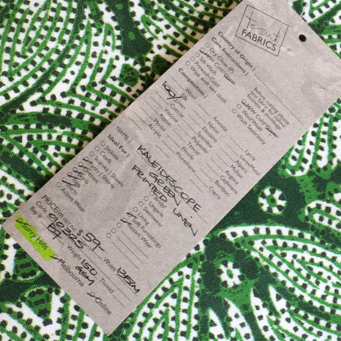 Kaleidoscope Green Printed Linen - Image 4